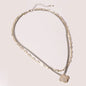 PAVE CLOVER DOUBLE CHAIN NECKLACE