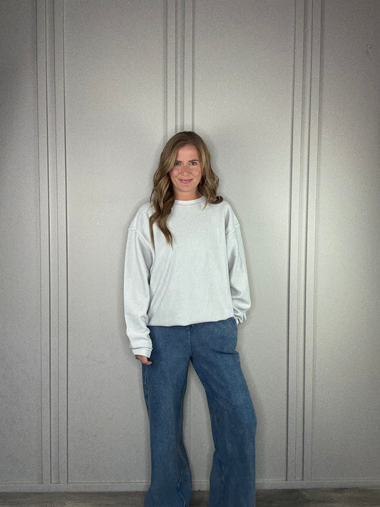 NAVY CORDED WIDE LEG BOTTOM