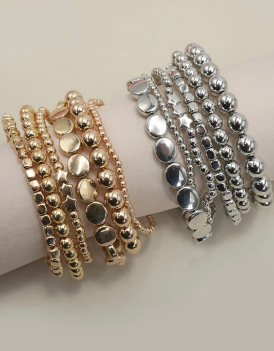 ::BF::MULTI BALL CHAIN BEAD STRETCH BRACELET SET