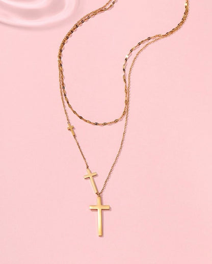 ::BF::TRIPLE CROSS LAYERED NECKLACE