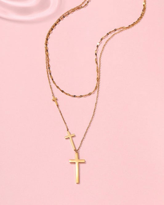 ::BF::TRIPLE CROSS LAYERED NECKLACE