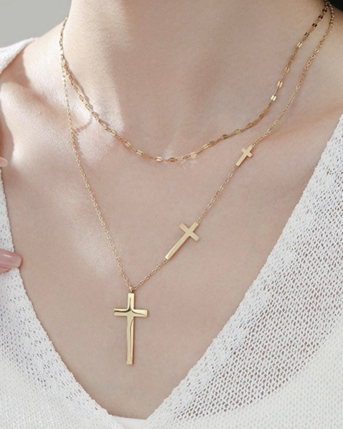 ::BF::TRIPLE CROSS LAYERED NECKLACE