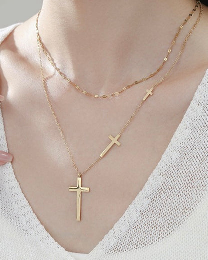 ::BF::TRIPLE CROSS LAYERED NECKLACE