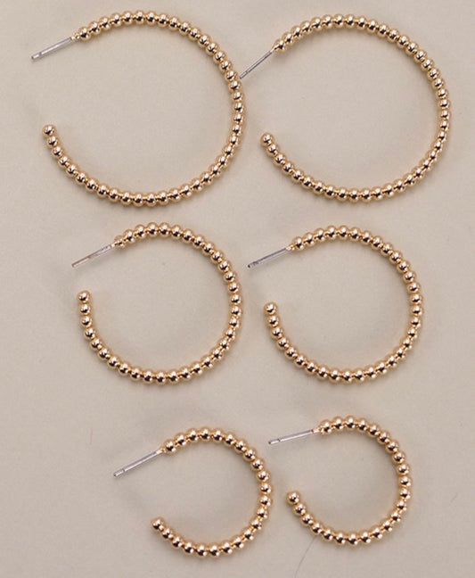 ::BF:: GOLD BALL HOOP EARRING SET