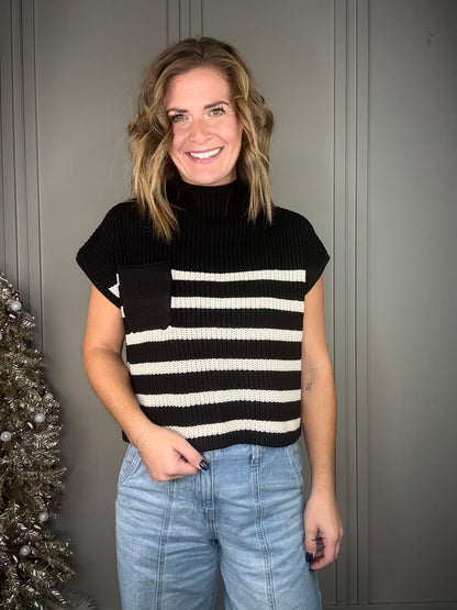 ::BF::SHORT SLEEVE STRIPE SWEATER