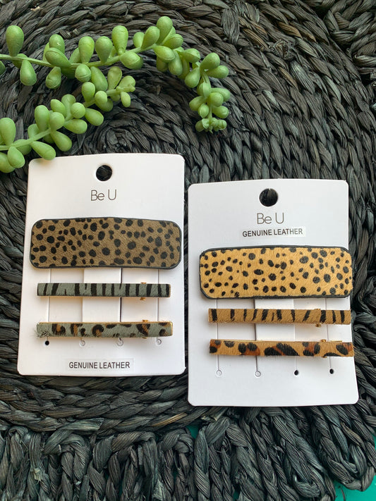 CHEETAH PRINT SET OF 3 HAIR PIN