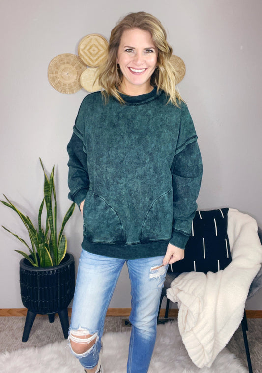 FRENCH TERRY MINERAL SWEATER W/ POCKETS