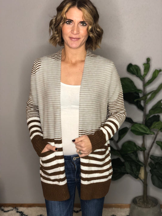STRIPE CARDIGAN W/ POCKET