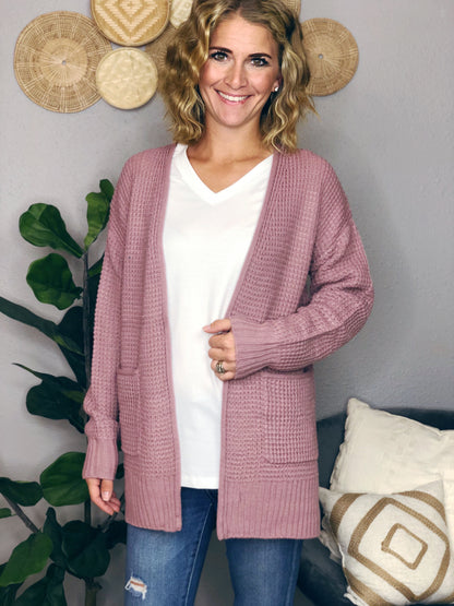 WAFFLE CARDIGAN W/ POCKET