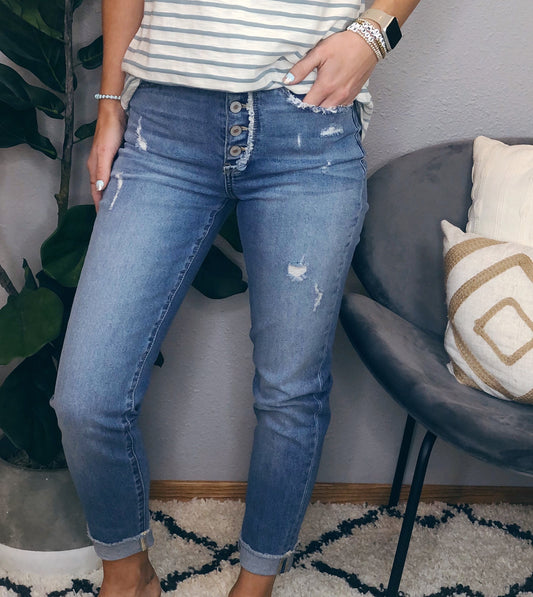 DISTRESSED FLY BUTTON FRONT KANCAN