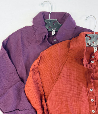 PEPLUM RAW EDGE SHIRT