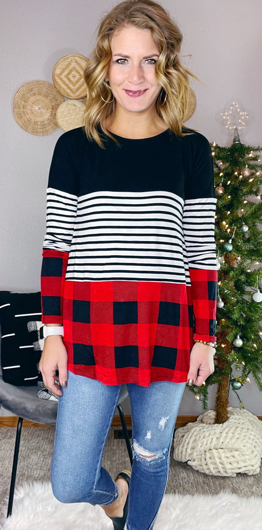 {BF} SOLID COLOR BLOCK LONG SLEEVE TEE