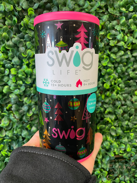 MERRY AND BRIGHT SKINNY CAN COOLER SWIG