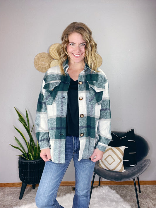 PLAID BUTTON DOWN THICK SHACKET