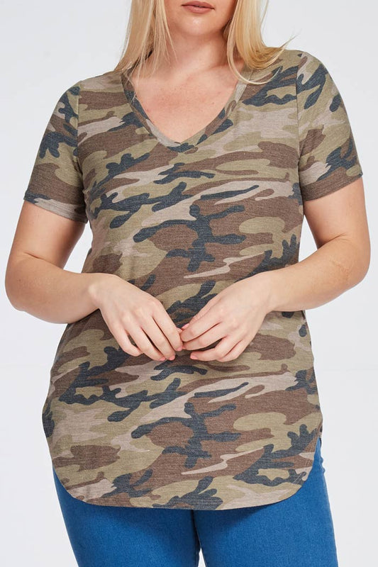 CAMO V-NECK TEE {EXTENDED SIZE}