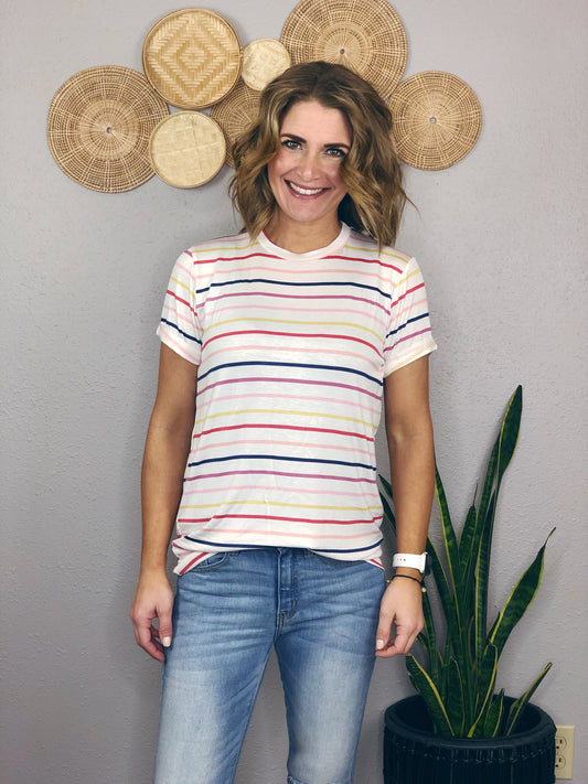 ROUND NECK STRIPE TOP