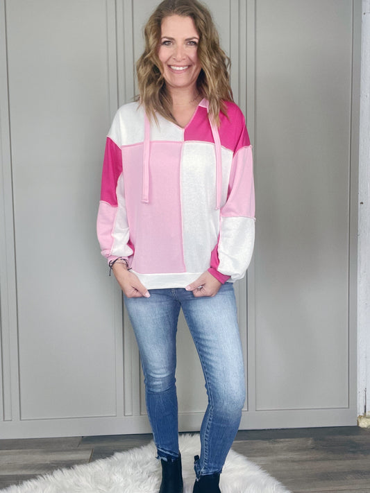 FRENCH TERRY COLOR BLOCK HOODIE