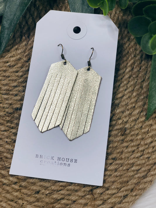 GOLD FRINGE LEATHER EARRING