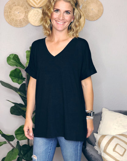 CAP SLEEVE BASICV-NECK TEE