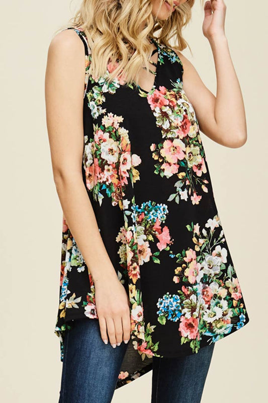 FLORAL CRISS CROSS TUNIC