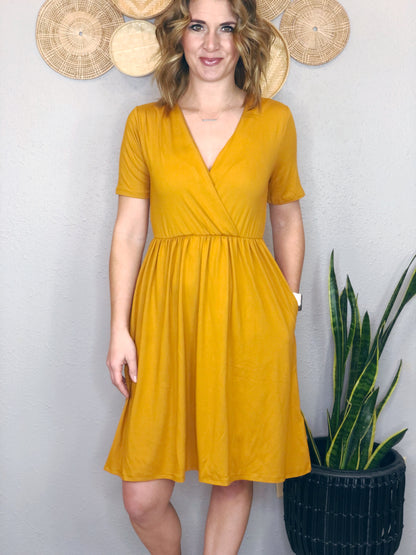BUTTER SOFT SHORT SLEEVED BRUSHED DRESS