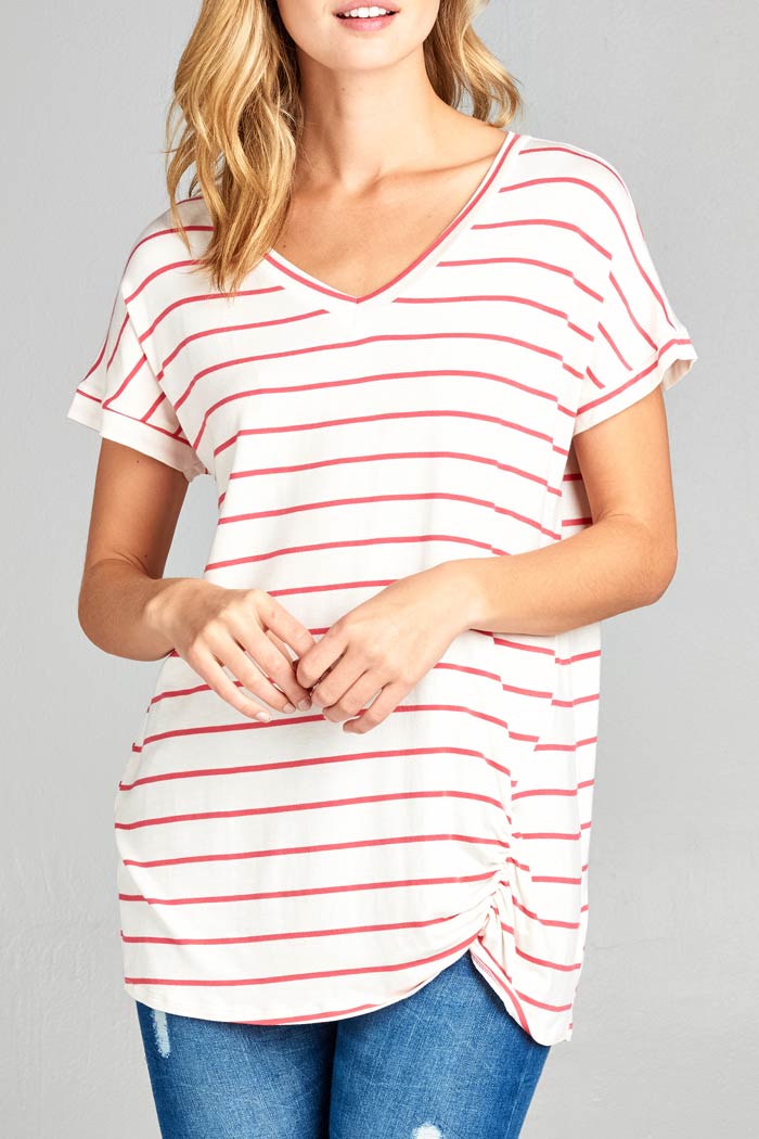 STRIPE V-NECK TEE