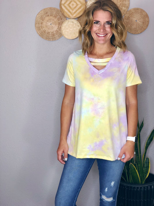 TIE DYE SHORT SLEEVE STRAPPY TEE