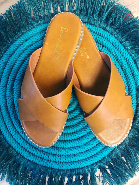 TAN CRISS CROSS SANDAL