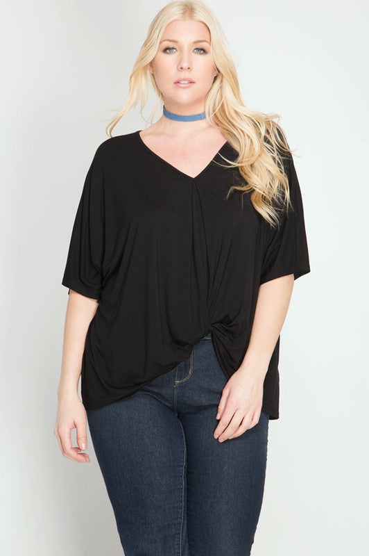SHORT SLEEVE TOP WITH FRONT KNOT