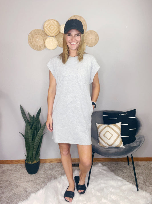 CASUAL SOLID COTTON T-SHIRT DRESS