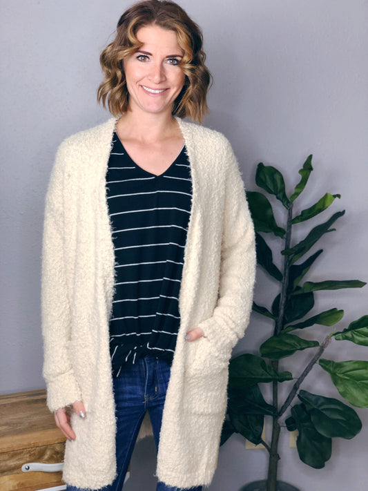 FUZZY POPCORN CARDIGAN