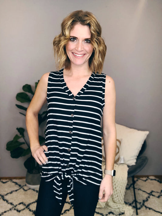 STRIPED TANK W/ BUTTONS