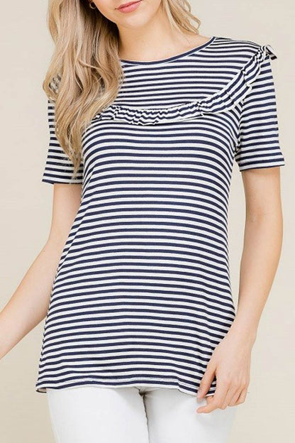 RUFFLE TRIM TEE