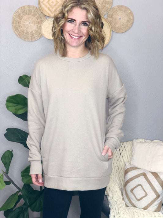 CREW NECK TUNIC W/ POCKETS