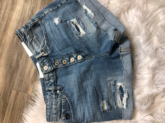 HIGH RISE MENDED SHORTS W/ CUFF KANCAN