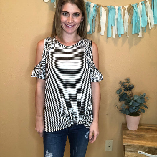 RUFFLE COLD SHOULDER TOP