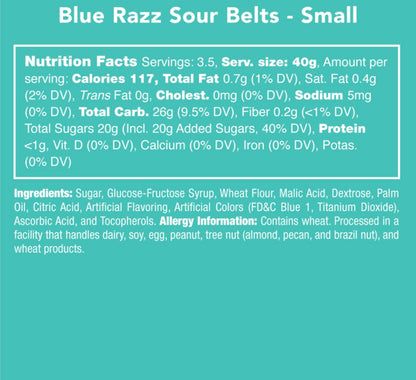 BLUE RAZZ SOUR BELTS CANDY CLUB