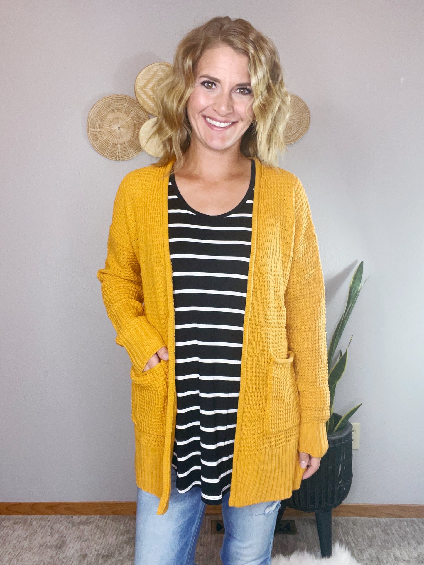 WAFFLE OPEN CARDIGAN