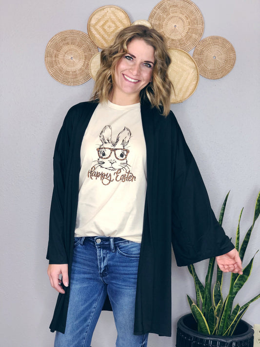 BELL SLEEVE BLACK KIMONO