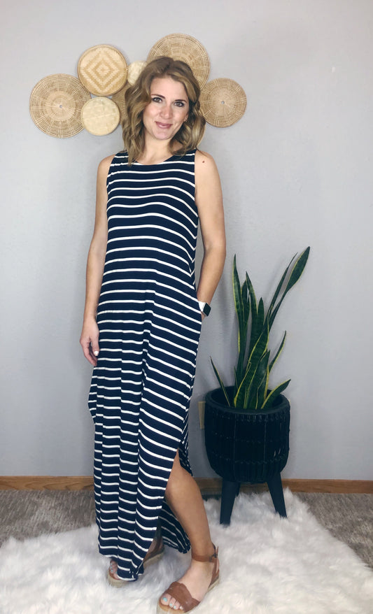 STRIPED SIDE SLIT MAXI