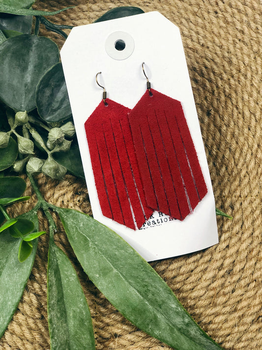 RED FRINGE EARRINGS