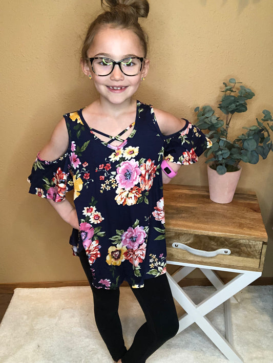 COLD SHOULDER FLORAL TOP {LITTLES}