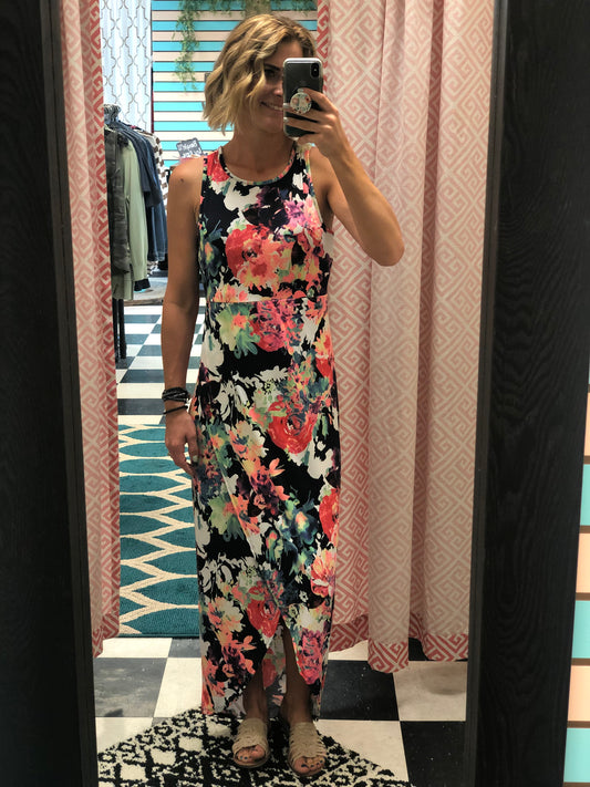 FLORAL WRAP FRONT DRESS