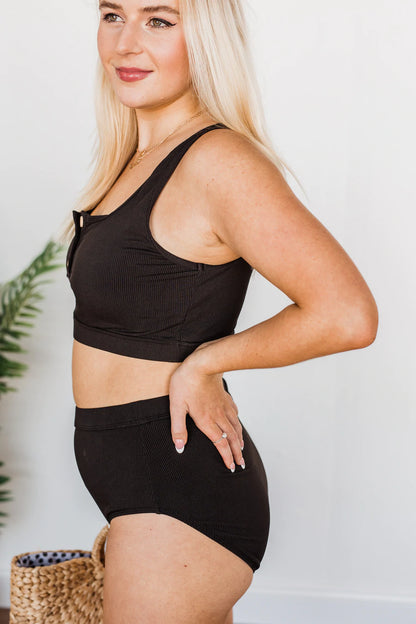 SANDY SHORES RIBBED KNIT SWIM BOTTOMS