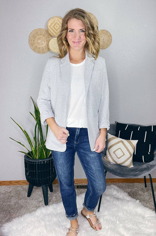 SOLID GREY OPEN BLAZER