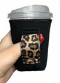 BLACK W/ LEOPARD SMALL AND MED COFFEE HANDLER