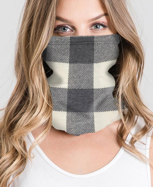PLAID FACE GAITER