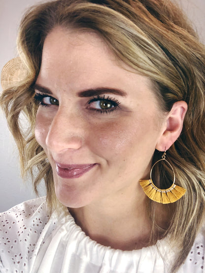 TASSEL EARRING W/ METAL TEAR DROP