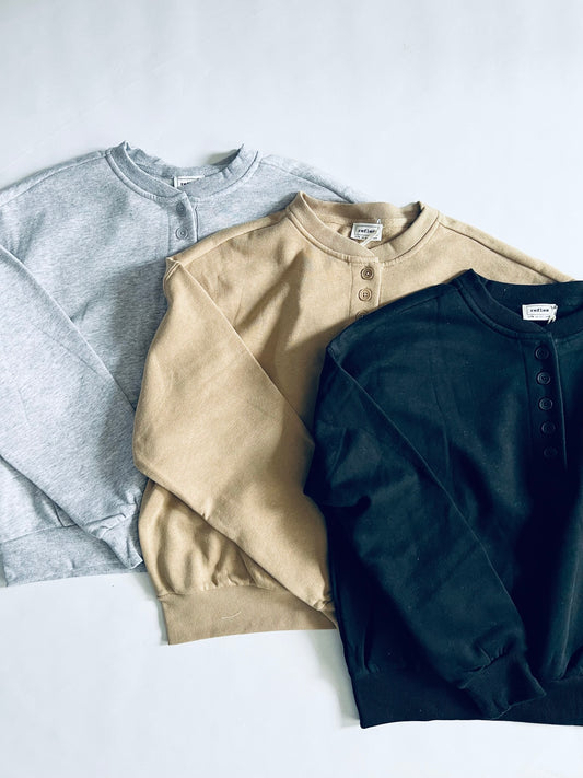 BF {22} BASIC FLEECE HENLEY SWEATSHIRT