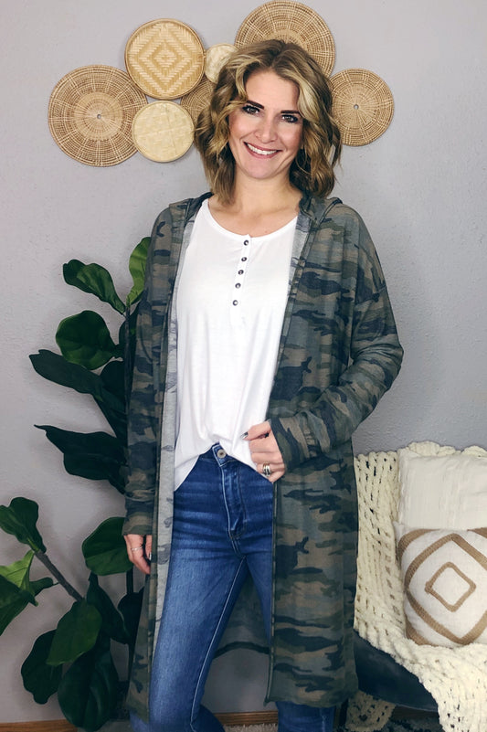 CAMO HOODIE CARDIGAN